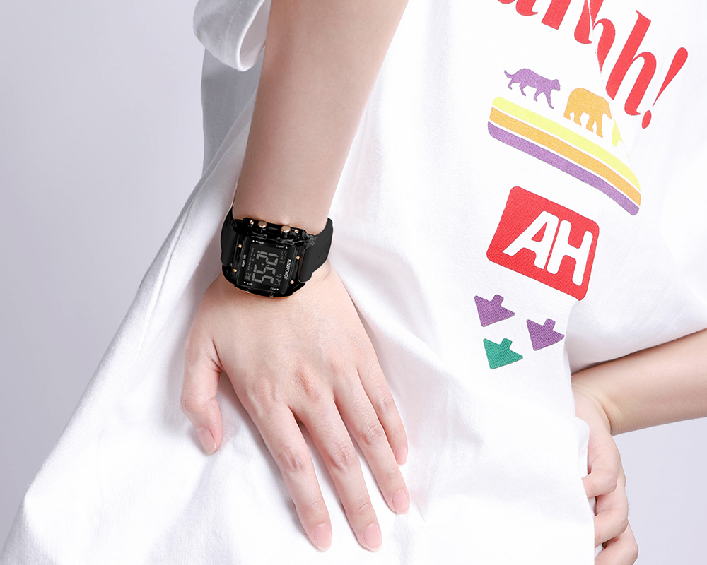 Picture of NAVIFORCE NF7101 Fashion Transparent LCD Electronic Wrist Watch With Waterproof Alarm LED Silicone Strap Teenager Watch