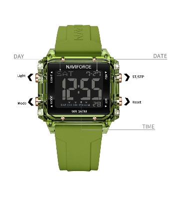 Picture of NAVIFORCE NF7101 Fashion Transparent LCD Electronic Wrist Watch With Waterproof Alarm LED Silicone Strap Teenager Watch