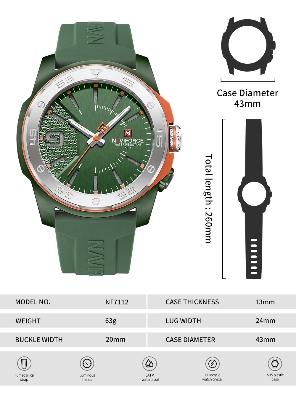 Picture of NAVIFORCE NF7112 5ATM Waterproof Men’s Watch with Japanese Quartz Movement and Night-Luminous Silicone Strap