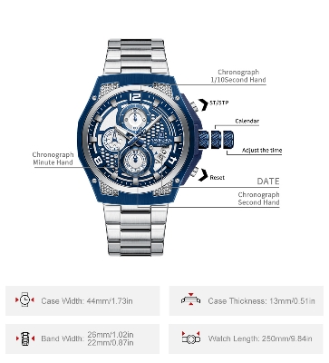 Picture of NAVIFORCE NF8051 Men’s Stainless Steel Strap Luminous Waterproof Honeycomb Design Fashion Watch