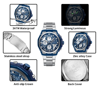 Picture of NAVIFORCE NF8051 Men’s Stainless Steel Strap Luminous Waterproof Honeycomb Design Fashion Watch