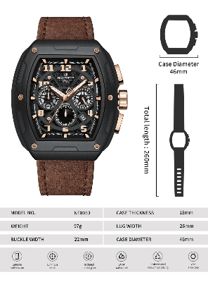 Picture of NAVIFORCE NF8053 Brand Watch for Men Chronograph Genuine Leather Fashion Waterproof Quartz