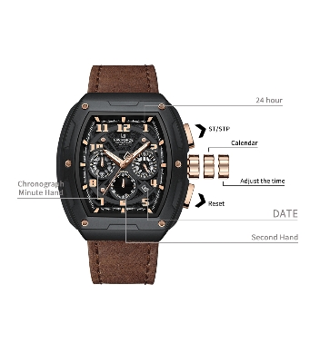 Picture of NAVIFORCE NF8053 Brand Watch for Men Chronograph Genuine Leather Fashion Waterproof Quartz