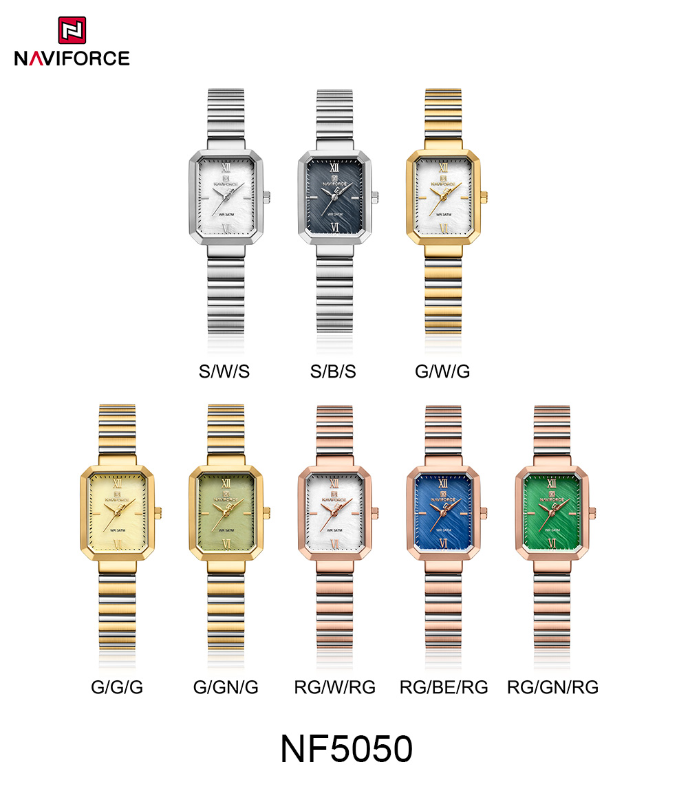 Picture of NAVIFORCE NF5050 Stylish Rectangular Women’s Watch with Japanese Quartz Movement Waterproof and Stainless Steel Strap
