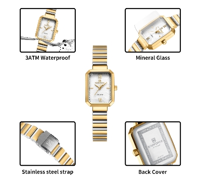 Picture of NAVIFORCE NF5050 Stylish Rectangular Women’s Watch with Japanese Quartz Movement Waterproof and Stainless Steel Strap