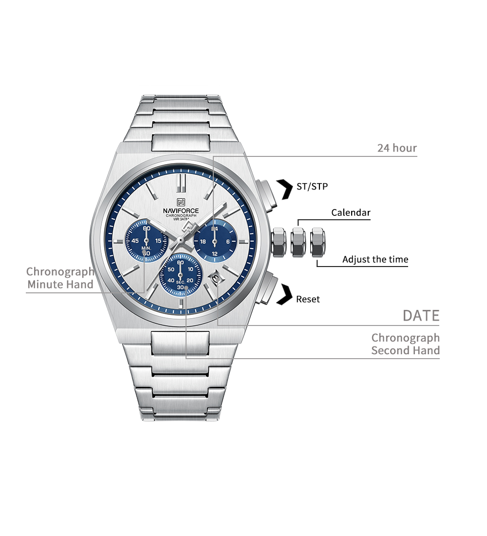 Picture of NAVIFORCE NF8048 Classic Stylish Timeless Love Chronograph Stainless Steel Strap Couples Watches