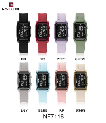 Picture of NAVIFORCE NF7118 5ATM Waterproof Fashionable Youth Kids Sports Digital Watch with LCD Date and Silicone Strap