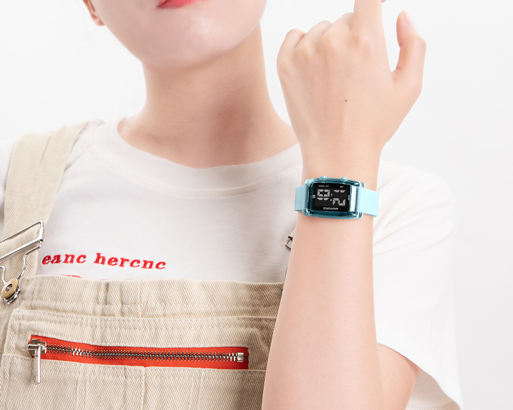 Picture of NAVIFORCE NF7118 5ATM Waterproof Fashionable Youth Kids Sports Digital Watch with LCD Date and Silicone Strap