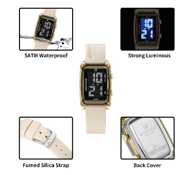 Picture of NAVIFORCE NF7118 5ATM Waterproof Fashionable Youth Kids Sports Digital Watch with LCD Date and Silicone Strap