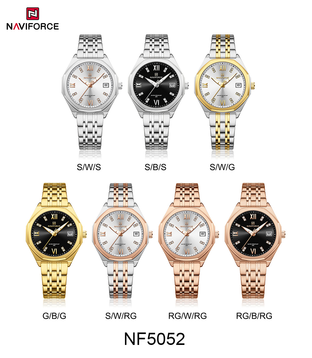 Picture of NAVIFORCE NF5052 Ladies Luxury Watch with Japanese Quartz Movement Elegant Diamond Design Stainless Steel Waterproof Fashion Casual Wristwatch