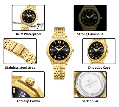 Picture of NAVIFORCE NF5052 Ladies Luxury Watch with Japanese Quartz Movement Elegant Diamond Design Stainless Steel Waterproof Fashion Casual Wristwatch