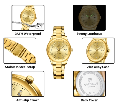 Picture of NAVIFORCE NF5059 Japanese Quartz Movement Women’s Elegant Watch Stainless Steel Band 3ATM Waterproof Luxury Wristwatch