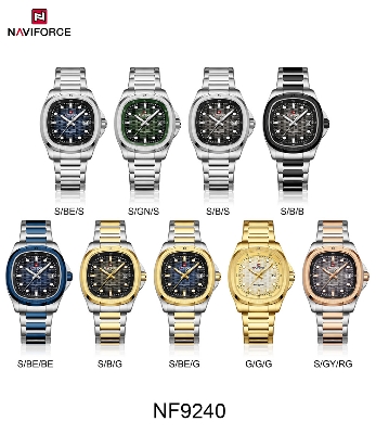 Picture of NAVIFORCE NF9240 Men’s Quartz Date Watch Japanese Movement Square Dial Stainless Steel Waterproof Design