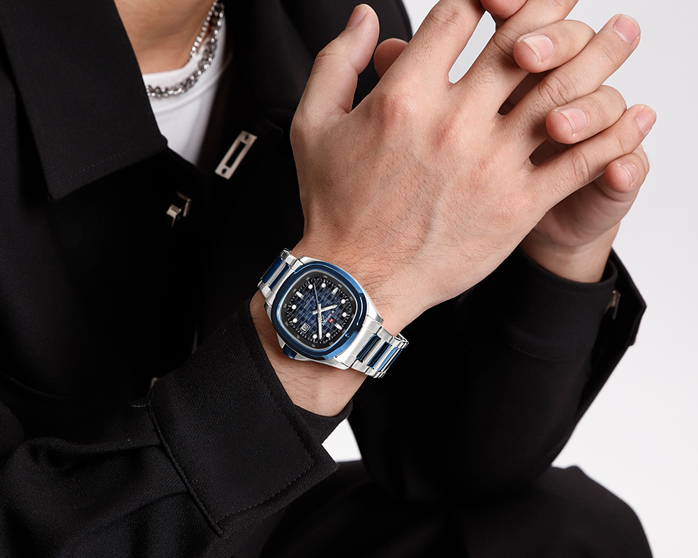 Picture of NAVIFORCE NF9240 Men’s Quartz Date Watch Japanese Movement Square Dial Stainless Steel Waterproof Design