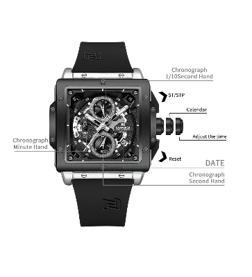 Picture of NAVIFORCE NF8064 Fashion Square Waterproof Luminous Sports Fumed Silica Quartz Chronograph Watch