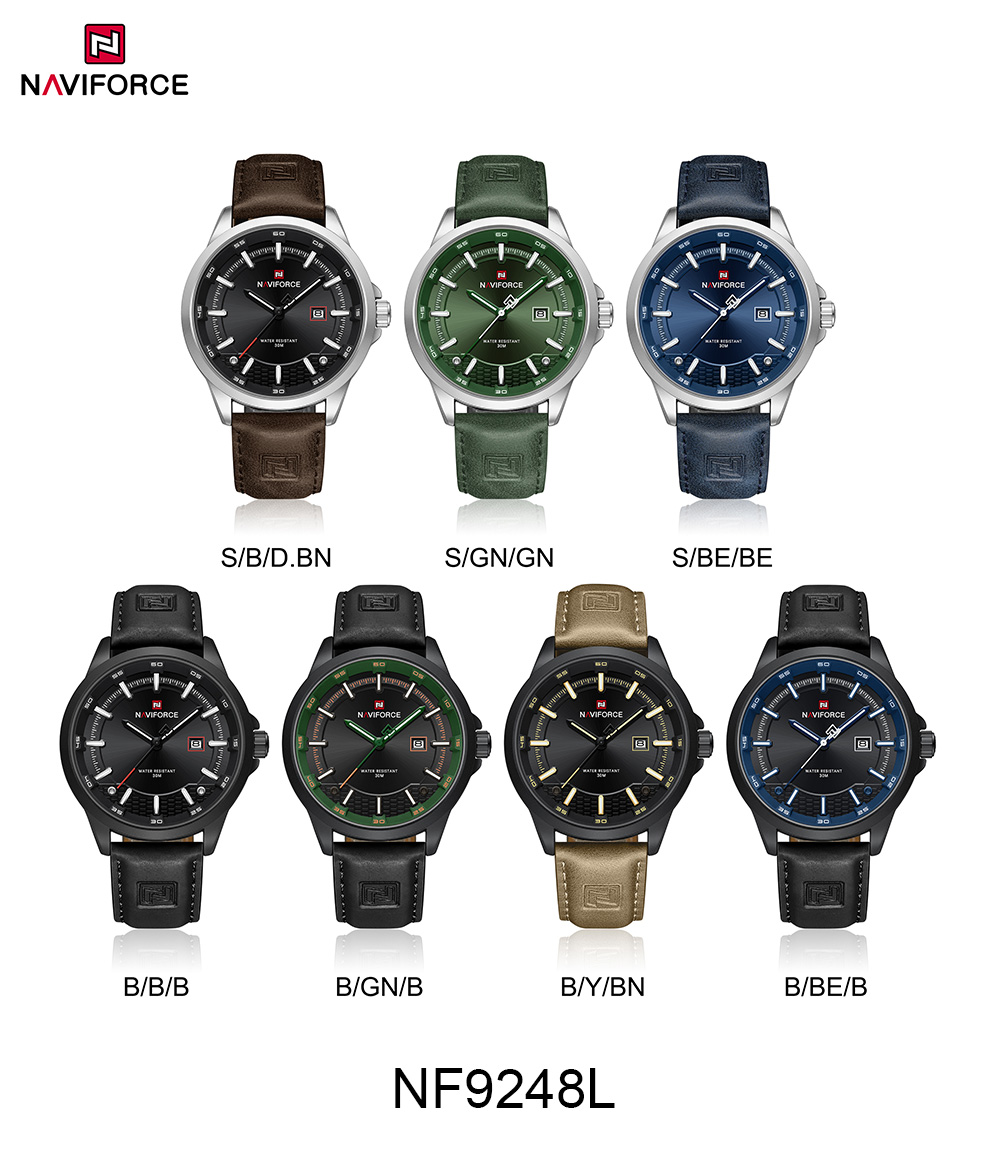 Picture of NAVIFORCE NF9248 PU Leather Japanese Movement Luminous Waterproof Sports Watch With Date For Men
