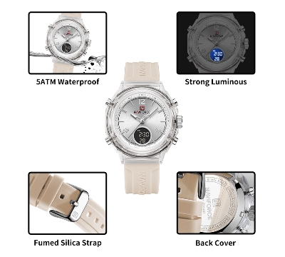 Picture of NAVIFORCE NF7109 5ATM Waterproof Fashion Transparent LCD Digital Date Silicone Strap Teenager Watch