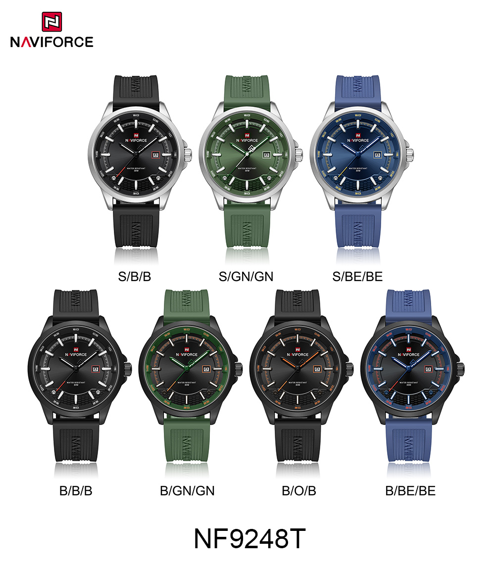 Picture of NAVIFORCE NF9248 Sports Watch Japanese Quartz Movement Waterproof Silicone Strap Date Display