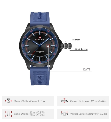 Picture of NAVIFORCE NF9248 Sports Watch Japanese Quartz Movement Waterproof Silicone Strap Date Display