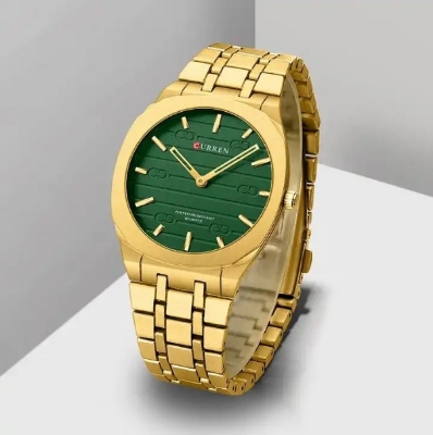 Picture of CURREN 8444 Stainless Steel Ultra Thin Quartz Fashion Watch For Men - Golden & Green