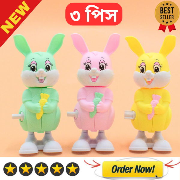 Picture of 3 Pieces Rabbit Toys for Kids (Clockwork Key Toy) - Running and Jumping Toy for Learning Early Education
