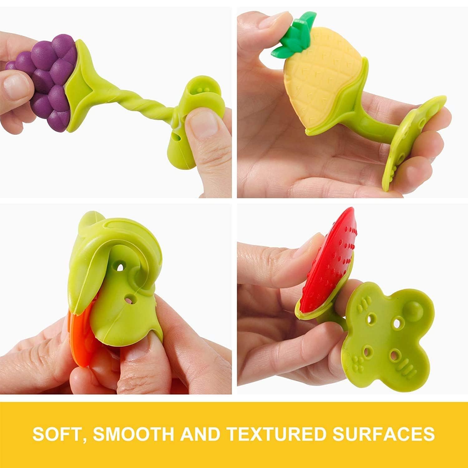 Picture of BPA Free Silicone Fruit Baby Teether Toy for 3 Months Above Infant Sore Gums Pain Relief (1 Fruits)