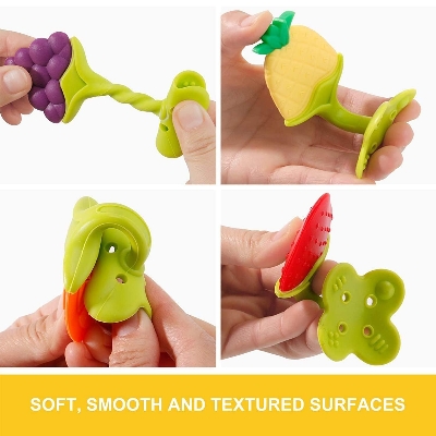 Picture of BPA Free Silicone Fruit Baby Teether Toy for 3 Months Above Infant Sore Gums Pain Relief (1 Fruits)