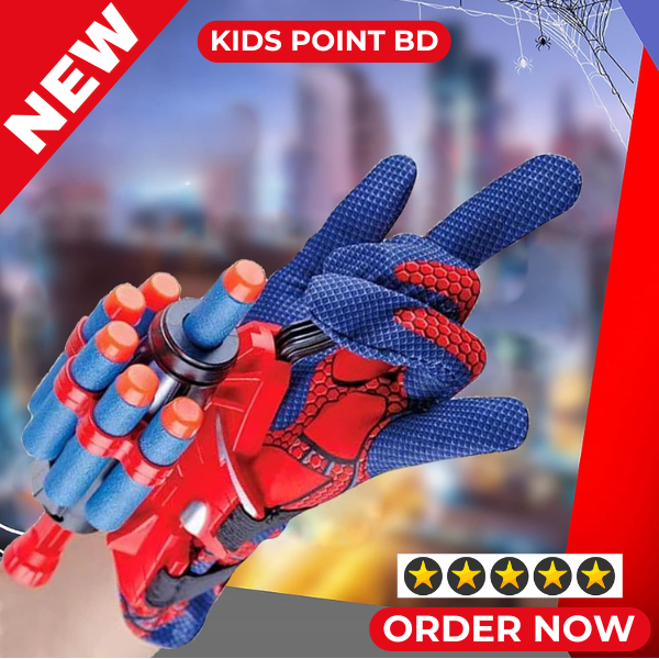 Picture of Spiderman Toy for Kids (5 Pieces of Launcher Gun Bullet- Marvel Avengers, Batman, Star Wars, Spiderman Web Shoo.ter Real Action Toys With Gloves for Pre-School Action Boys Figures, Playsets, Educational Toys, Launchers Toy)