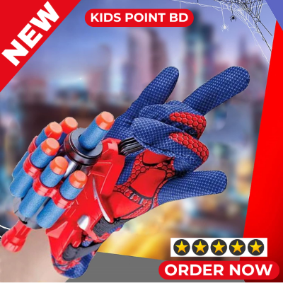 Picture of Spiderman Toy for Kids (5 Pieces of Launcher Gun Bullet- Marvel Avengers, Batman, Star Wars, Spiderman Web Shoo.ter Real Action Toys With Gloves for Pre-School Action Boys Figures, Playsets, Educational Toys, Launchers Toy)