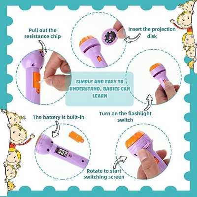 Picture of New Flashlight Projector Torch Lamp Toy Cute Cartoon Creativity Toy Torch Lamp Flashlight Projector Toy Baby Sleeping Story Book
