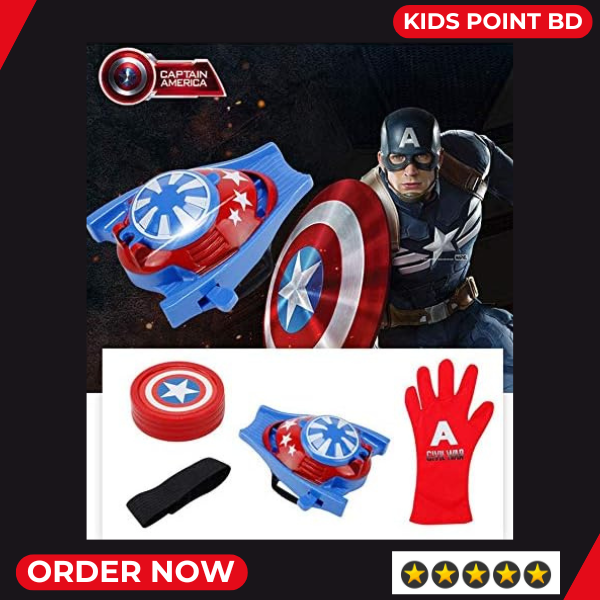 Picture of Captain America Web Dart Blaster Toy Set - (Avengers Launcher, Glove, 4 Pieces Plastic Role Play Movie Hero Wrist Toy for Kids)