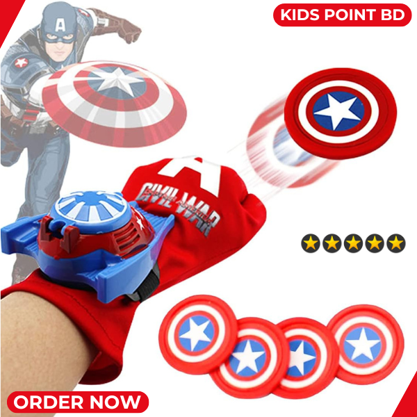 Picture of Captain America Web Dart Blaster Toy Set - (Avengers Launcher, Glove, 4 Pieces Plastic Role Play Movie Hero Wrist Toy for Kids)