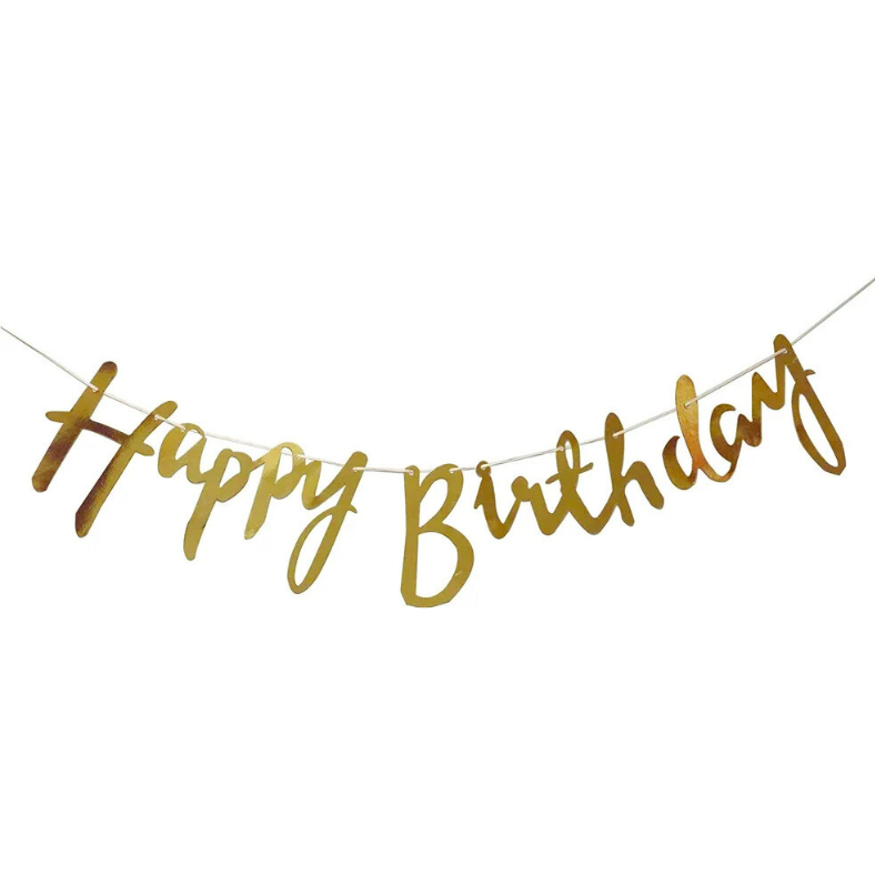 Happy Birthday Cursive Card Banner/Script/Italic Letter/Small Letter Banner for Birthday Decoration - (Pack of 1 Pcs)