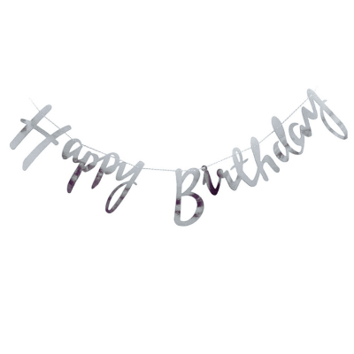 Happy Birthday Cursive Card Banner/Script/Italic Letter/Small Letter Banner for Birthday Decoration - (Pack of 1 Pcs)