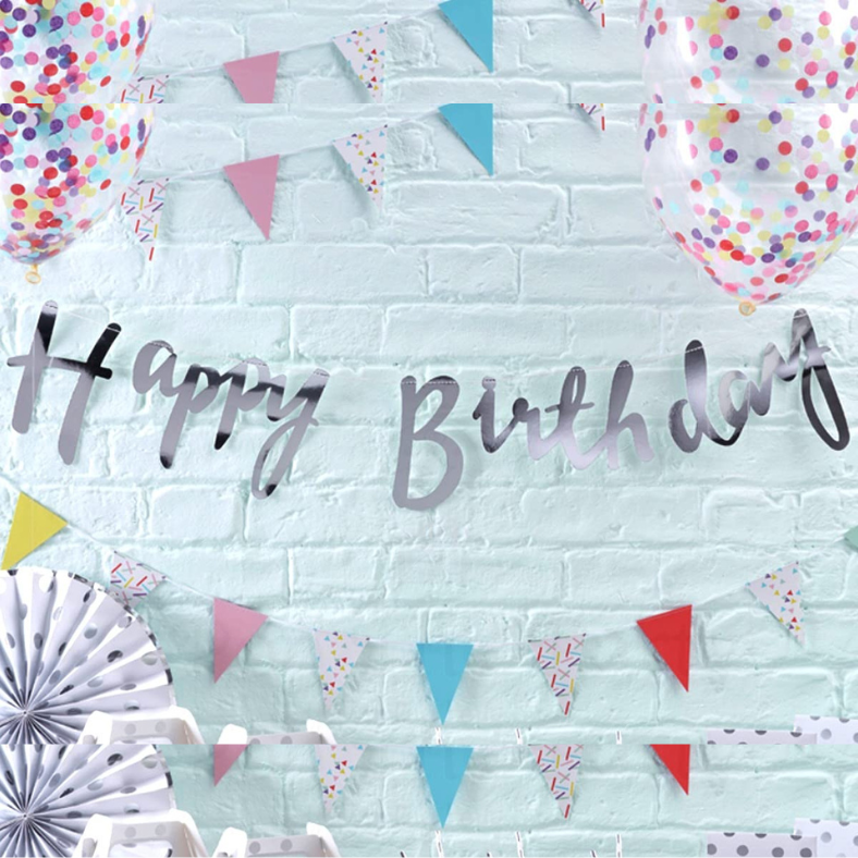 Happy Birthday Cursive Card Banner/Script/Italic Letter/Small Letter Banner for Birthday Decoration - (Pack of 1 Pcs)