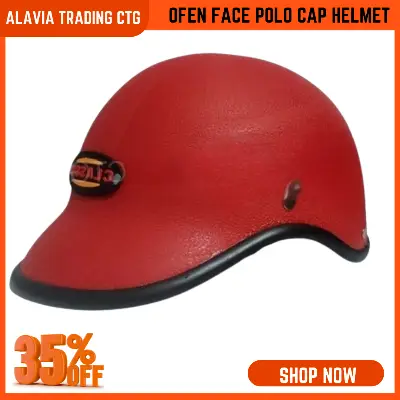 Cap Style Half Helmet – Open Face Motorcycle & Bike Helmet for Men & Women | Polo Sports Design, ABS Build, Lightweight & Retro Hard Hat – Red