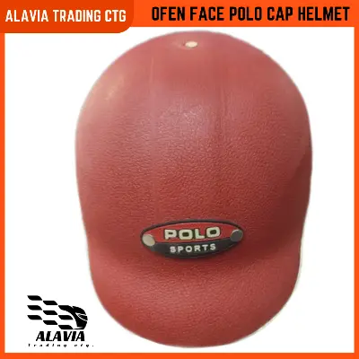 Cap Style Half Helmet – Open Face Motorcycle & Bike Helmet for Men & Women | Polo Sports Design, ABS Build, Lightweight & Retro Hard Hat – Red