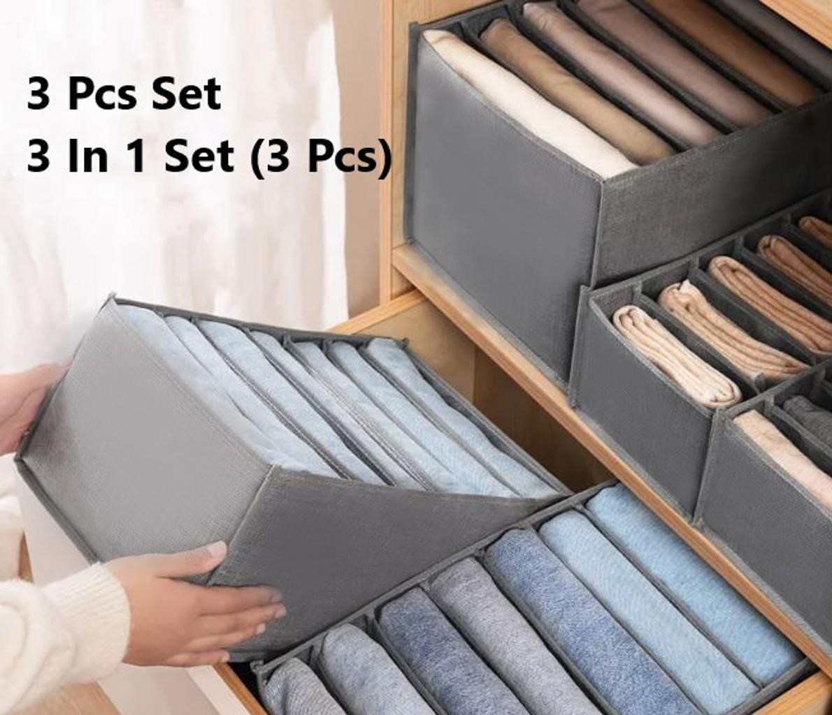 Picture of Cloth Organizer Box 3 In 1 (3Pcs) Closet Storage drawer divider storage organizer Box