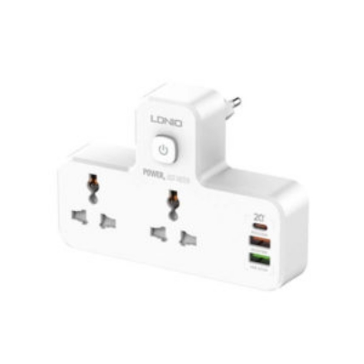 Picture of LDNIO Power Strip 2 Port with 2 USB and 1 USB-C PD & QC3.0 EU (SC2311) - White