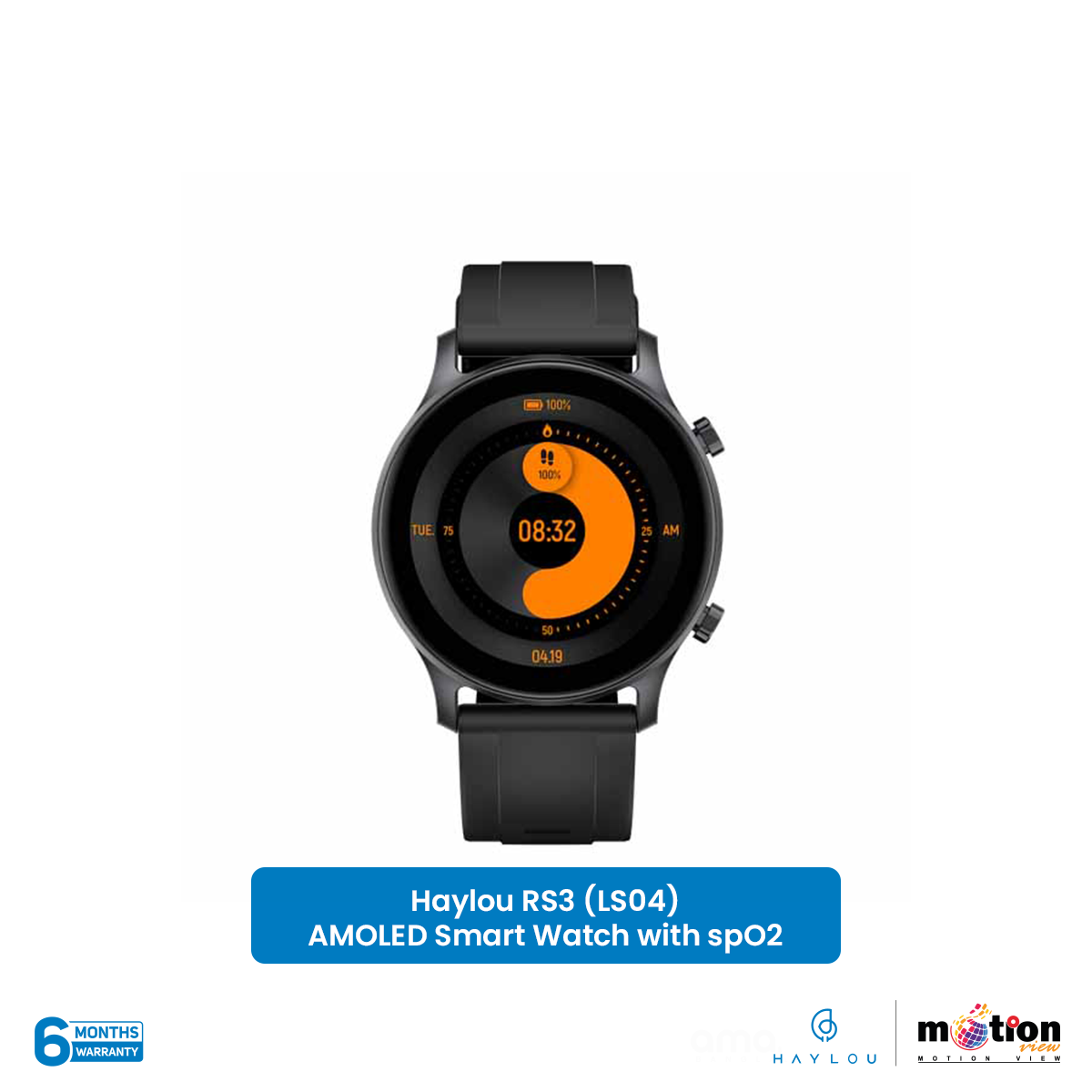 Picture of Haylou RS3 (LS04) AMOLED Smart Watch with spO2 - Black