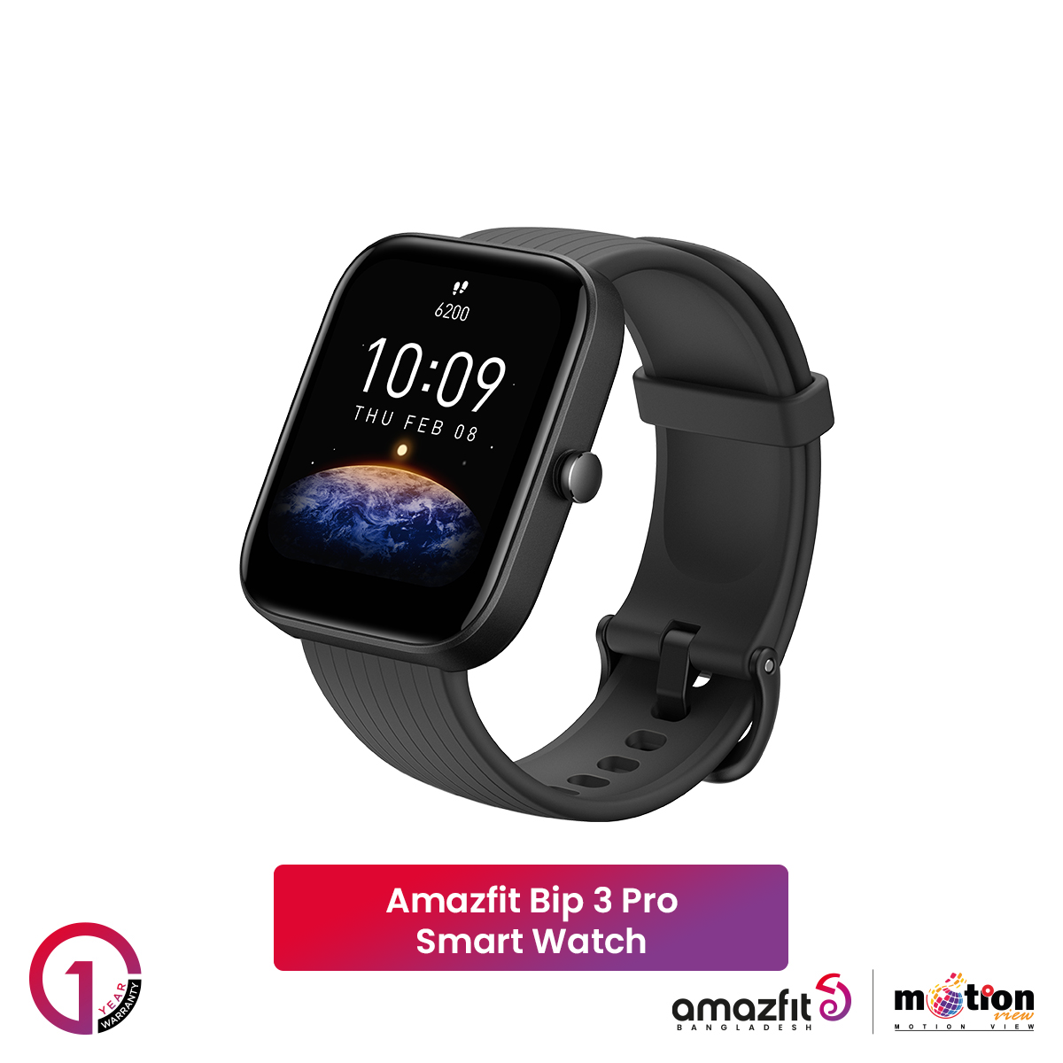 Picture of Amazfit bip 3 Pro 5 ATM Water-resistance & Blood-oxygen Saturation Measurement smart watch global version 1.69 "Large Color Display 60 Sports modes