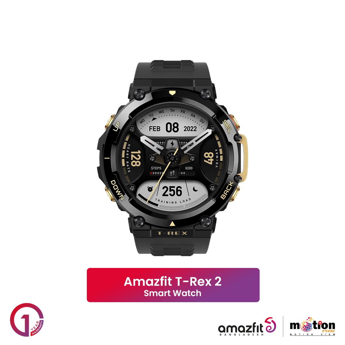 Picture of Amazfit T-Rex 2 Military-grade Toughness ,  Route Import & Real-time Navigation ,10ATM Waterproof & One Tap for Four Health Metrics Smart Watch With  150+ Sports Mode & 24-day Battery Life