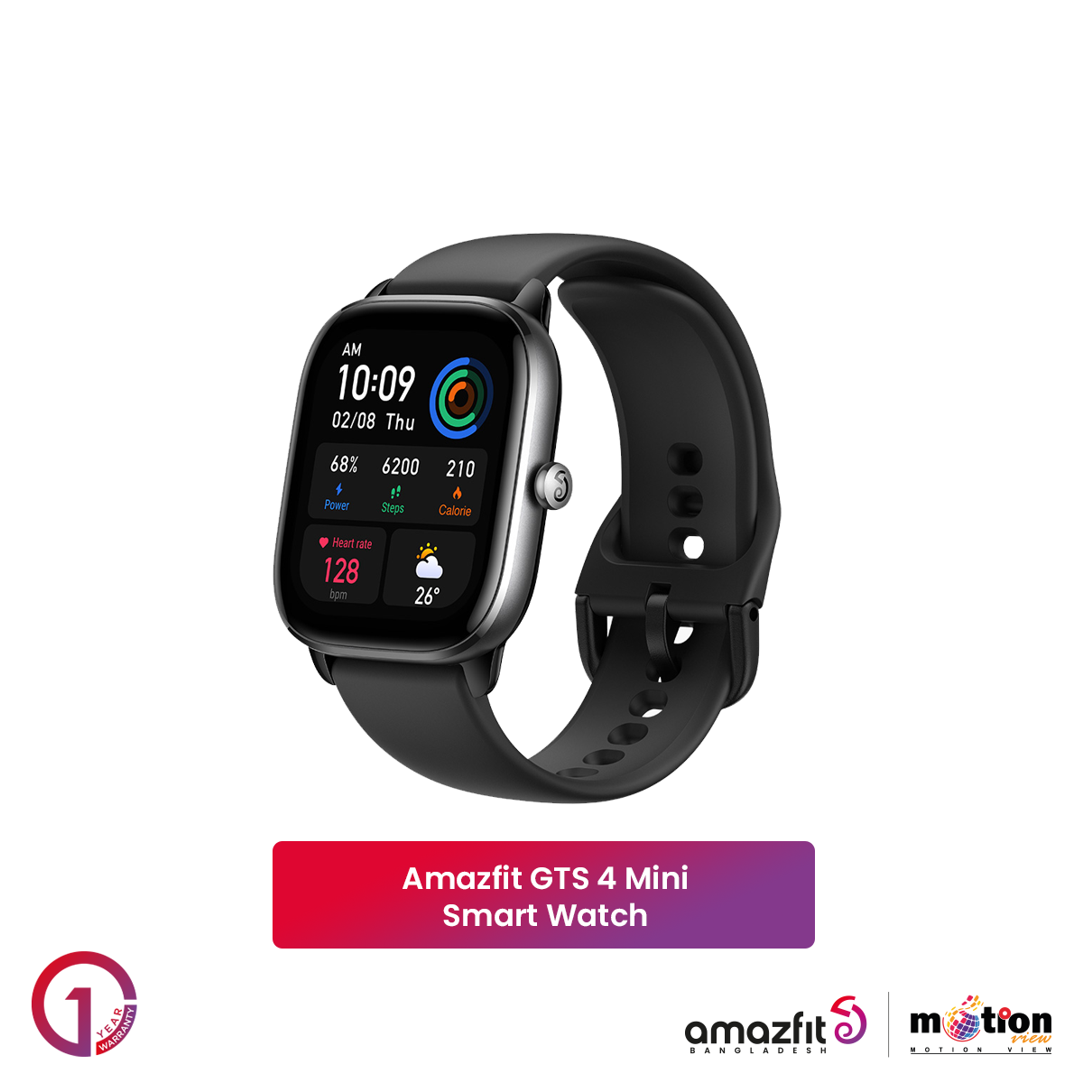 Picture of Amazfit GTS 4 Mini 5 ATM Water Proof,SPO2 Monitor, Stress Level Monitor Smart Watch Global Version With Smart Recognition & 120+ Sports Mode