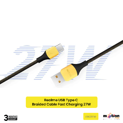 Picture of Realme USB Type C Braided Cable Fast Charging (3A)-Black Yellow