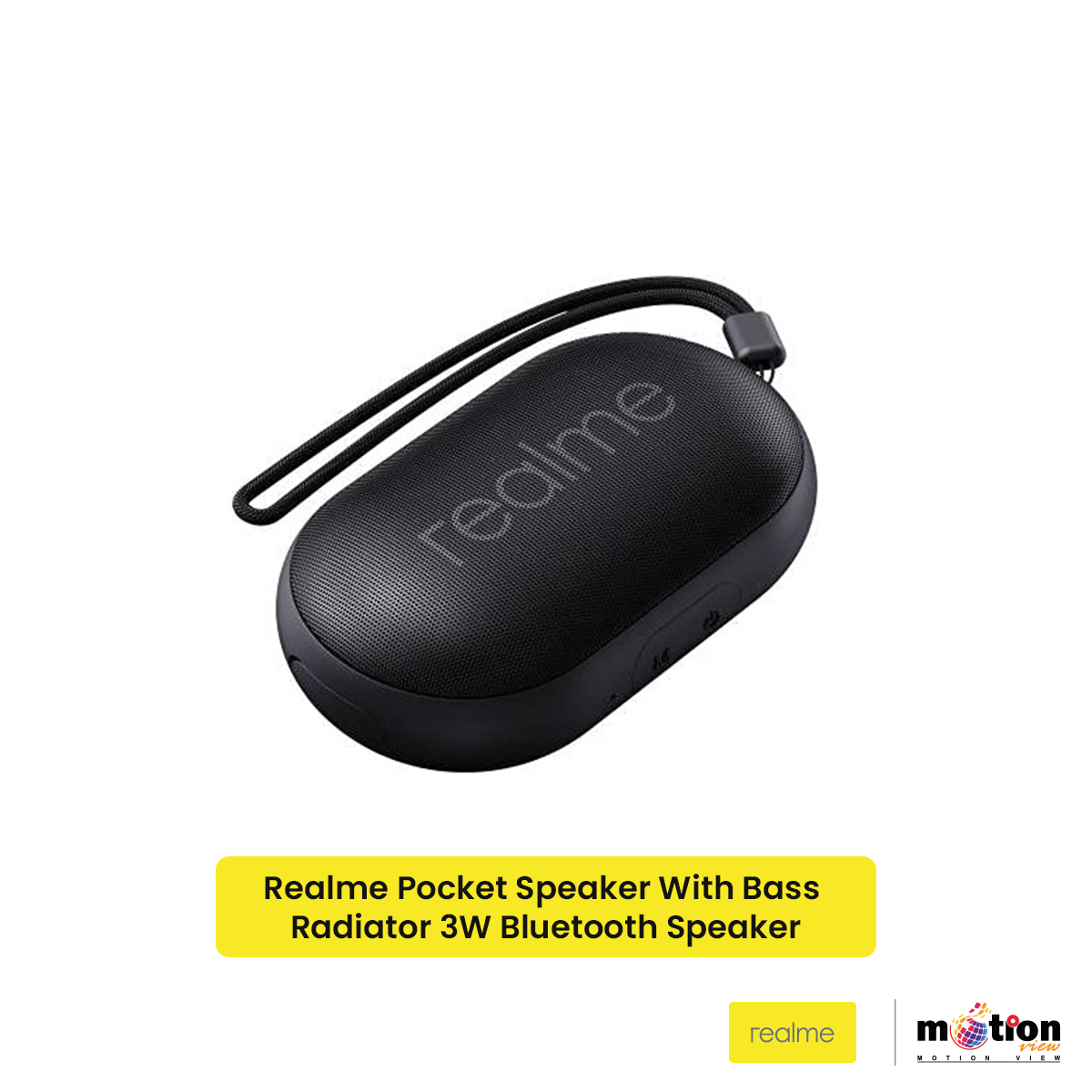 Picture of Realme Pocket Speaker With Bass Radiator 3W & IPX5 Water Resistant Bluetooth Speaker With Type C Charging  - Black