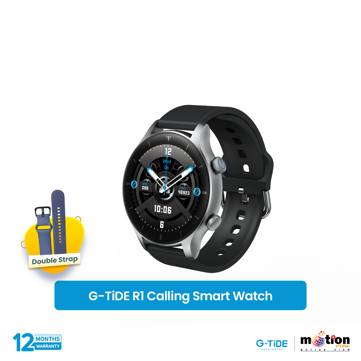 Picture of G-TiDE R1 Bluetooth Calling Smartwatch with Heart Rate, Temperature Monitoring, Sleep Tracking Support.