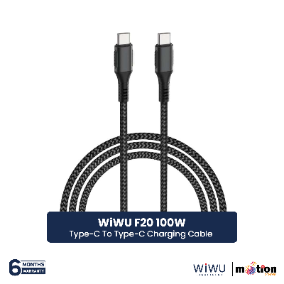 Picture of WiWU F20 100W Fast Charging Type-C To Type-C Charging Cable 2M- Black
