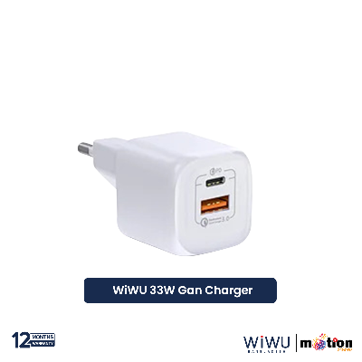 Picture of WiWU 33W Gan Fast Charger USB-C + QC3.0 Power Adapter