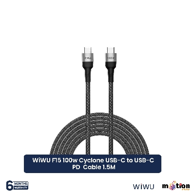 Picture of WiWU F15 100w Cyclone USB-C to USB-C PD Cable 1.5M- Black
