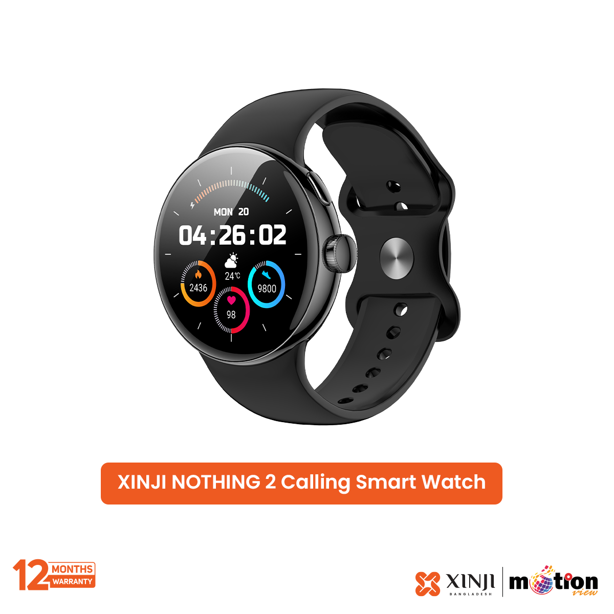 Picture of XINJI NOTHING 2 Calling Smart Watch With 1.32" HD AMOLED Display - Black